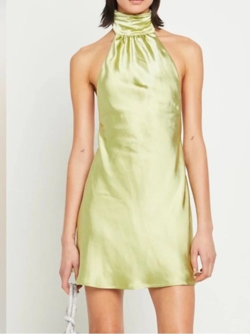 Kourt Halter Neck Pistachio Green - Wedding Guest Dress XS